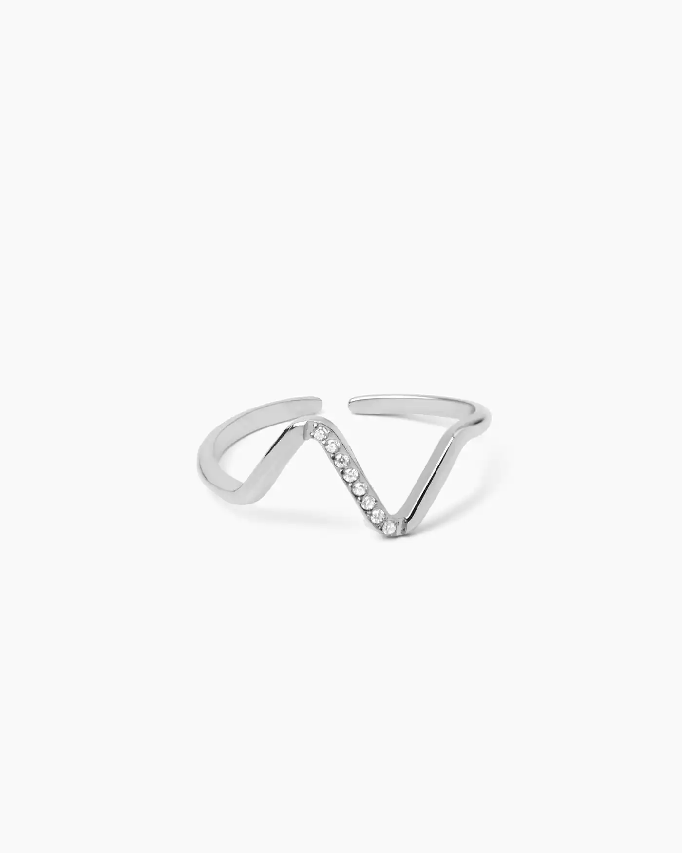 Bague vague et zircon – Argenté