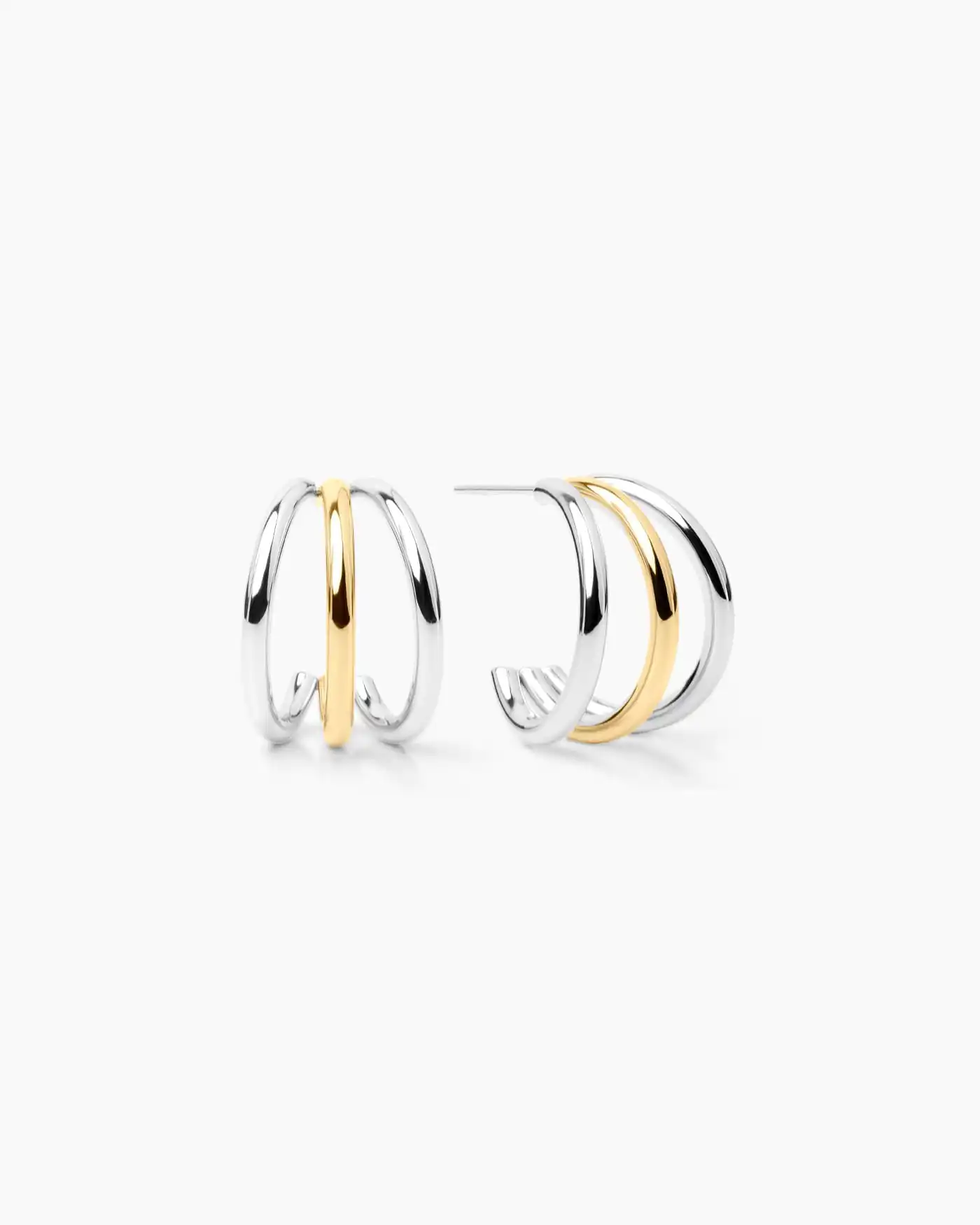 Boucles d&rsquo;oreilles géométriques – Bicolore