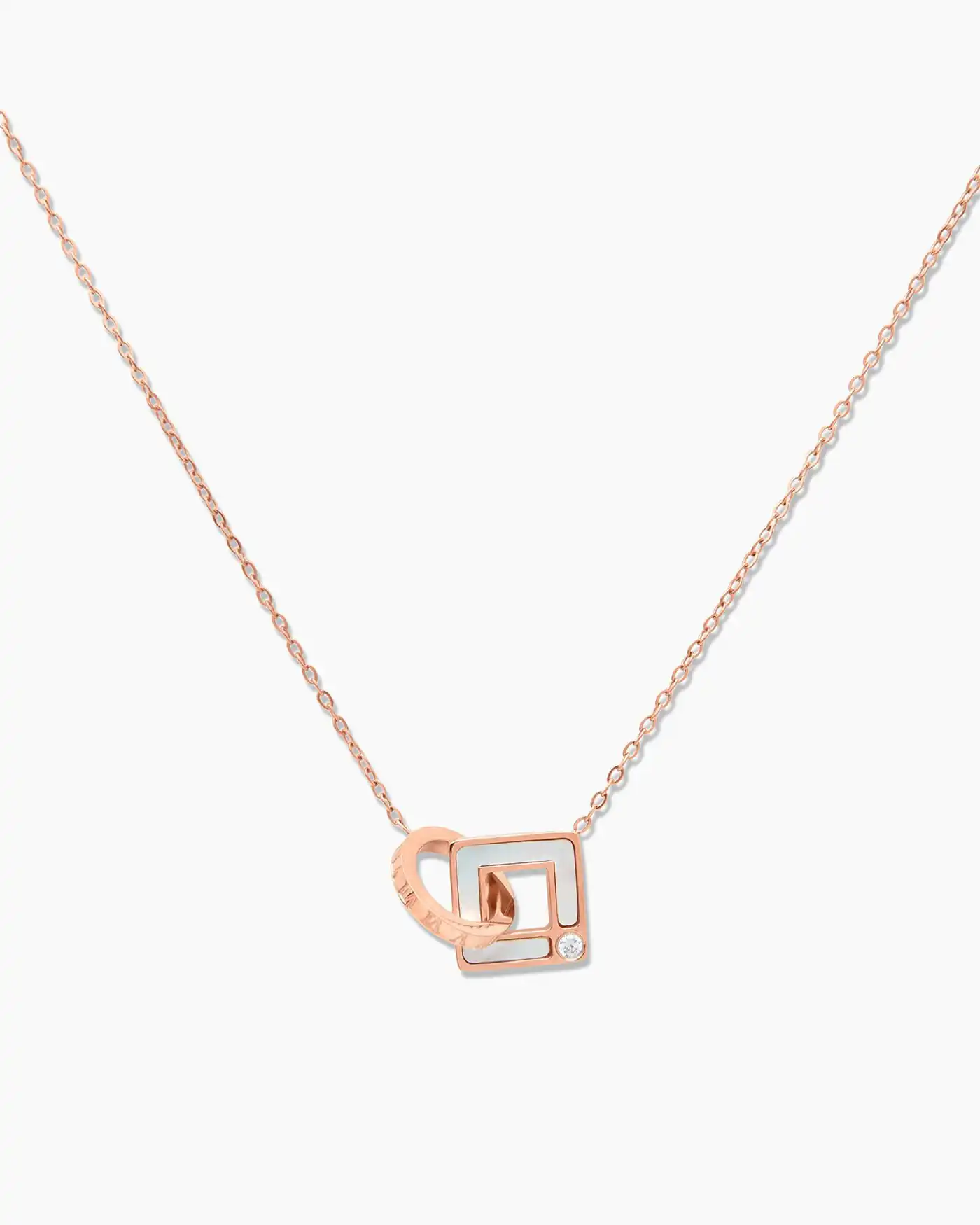 Geometrische Halskette mit Zirkonia-Anhänger – Roségold