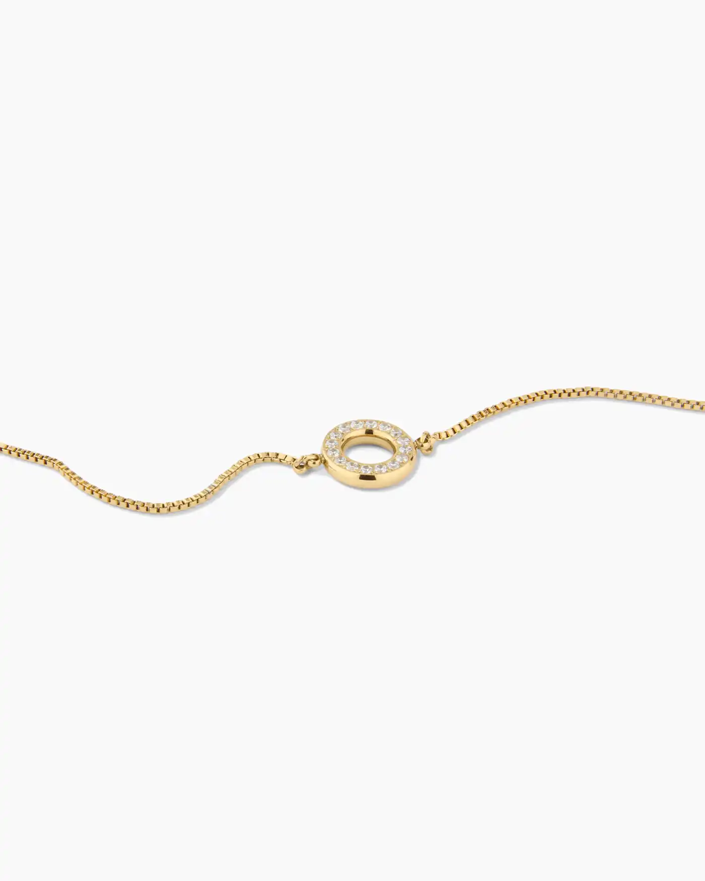 Armband mit Pavé-Kreisanhänger – Gold