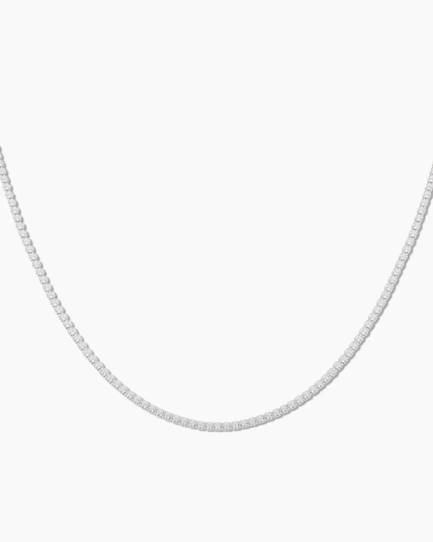 Rhinestone Tennis Chain Necklace – Silver