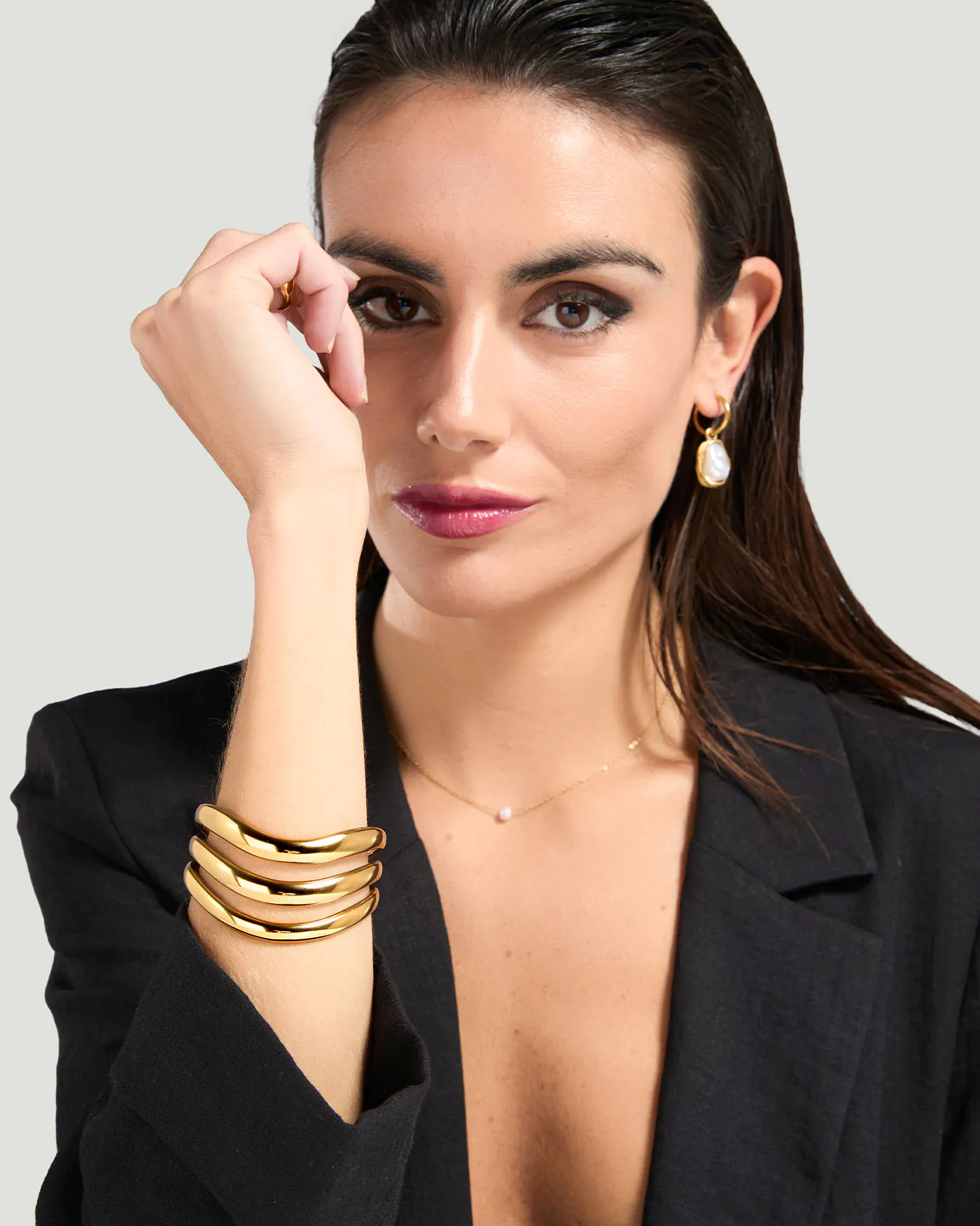 Bracelet manchette géométrique – Doré