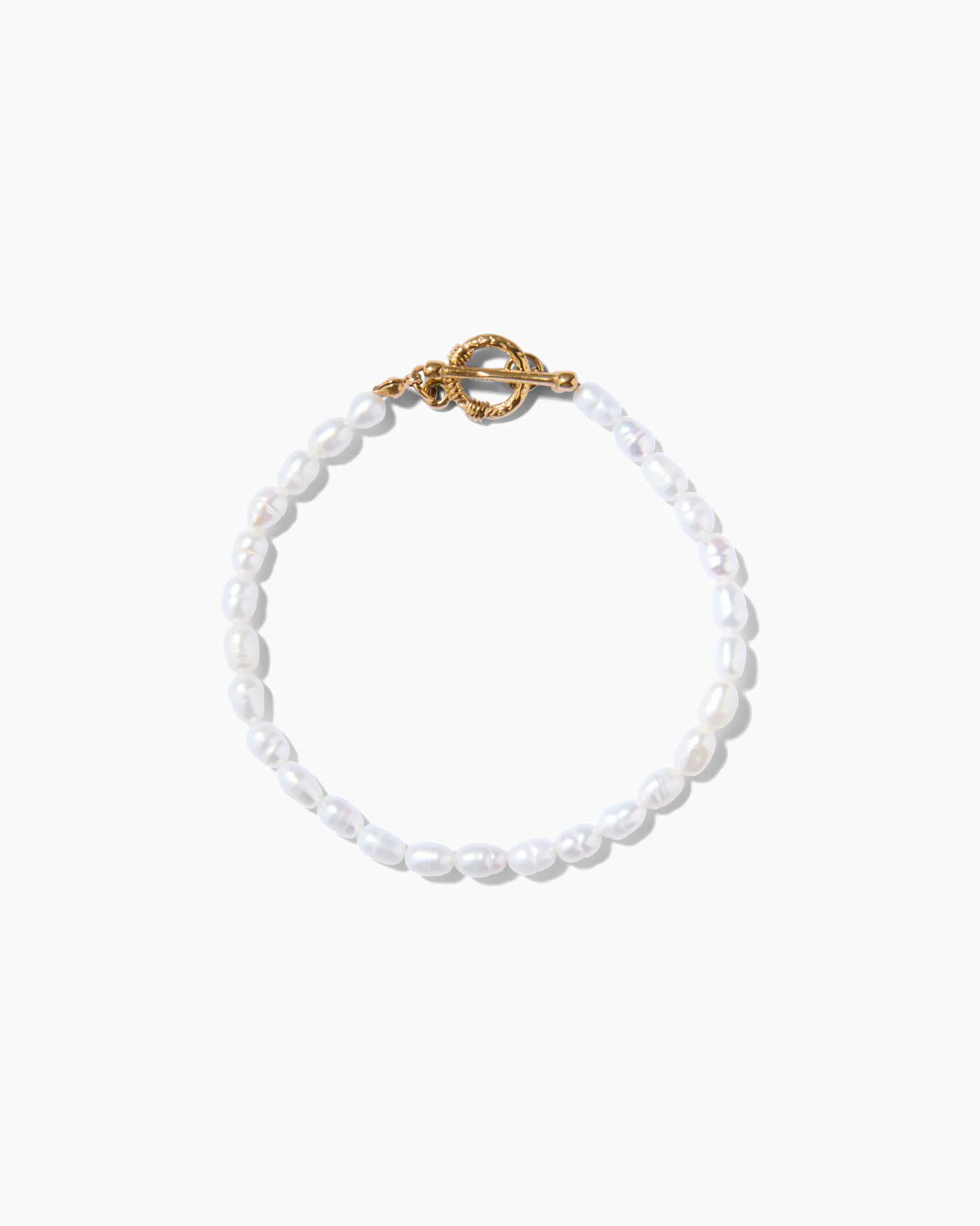 Bracelet perles riz fermoir T torsadé