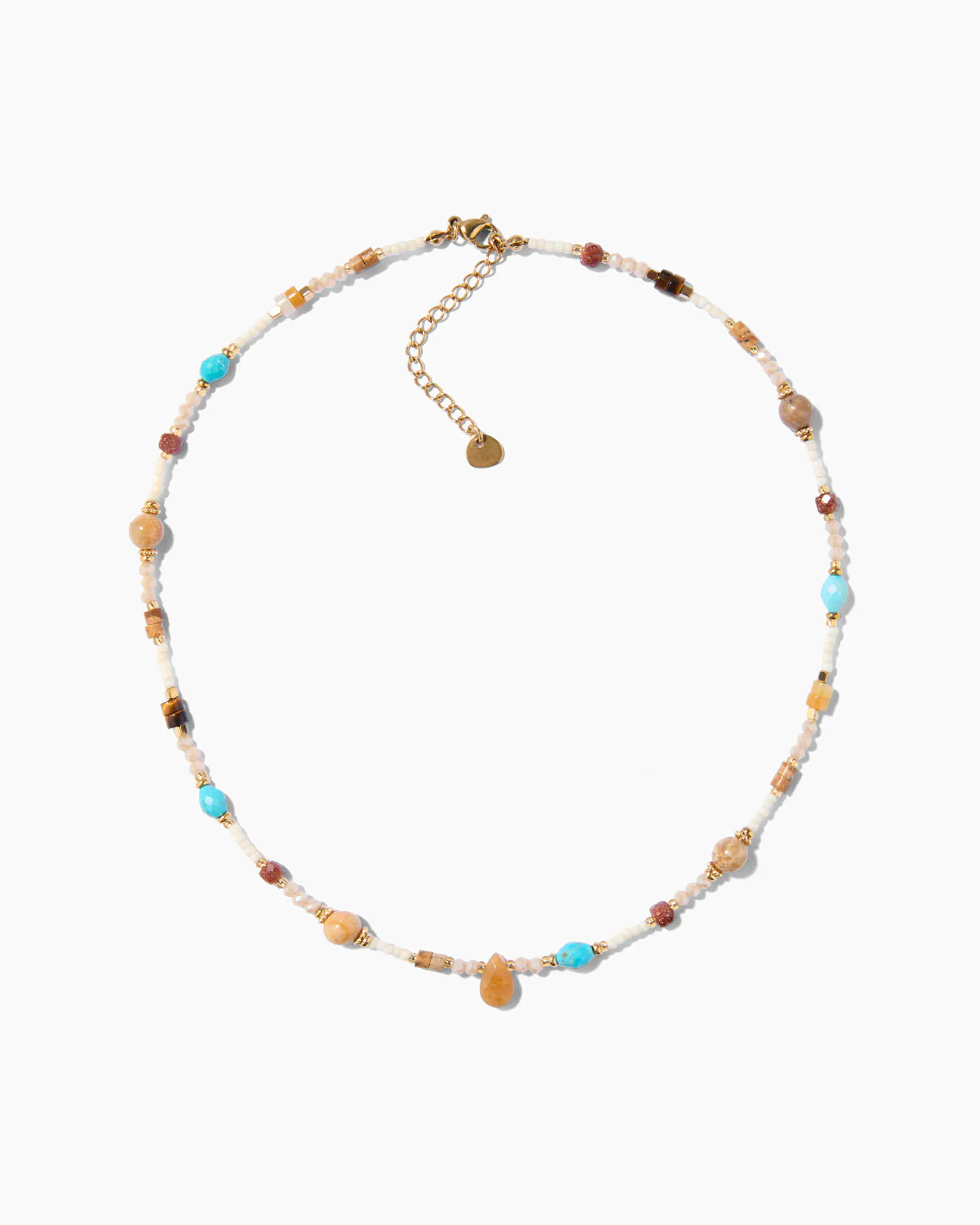 Collier perlé pierres multicolores