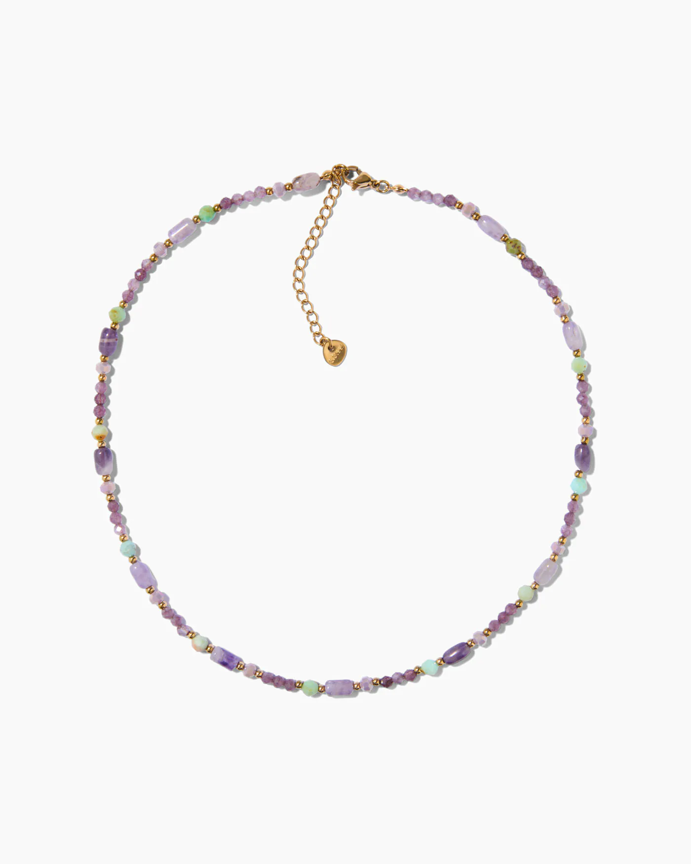Collana di perline di pietra viola e verde