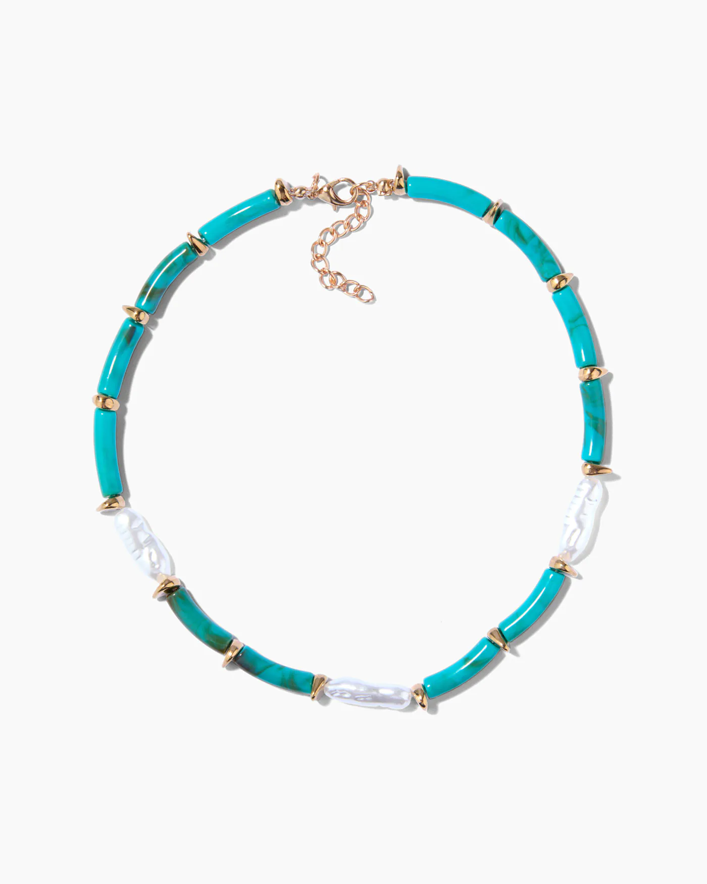 Collier perles tube turquoise
